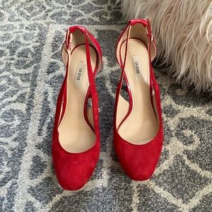 Red suede heels